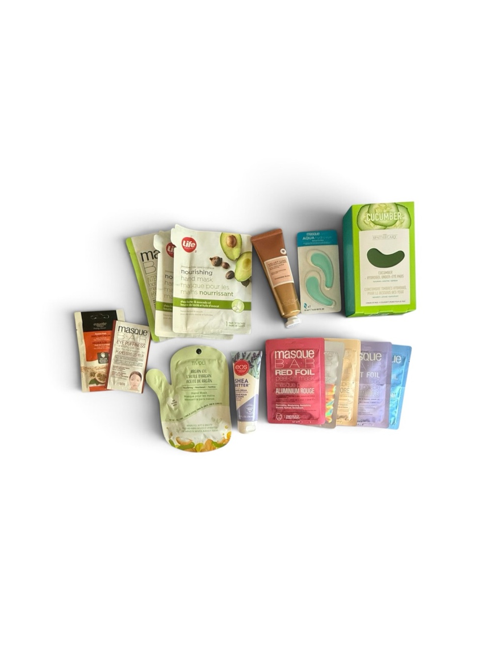 Skincare Lot 15pc Masque Bar EOS Hand Cream Eye Pads Face Mask Foil Sheet NEW